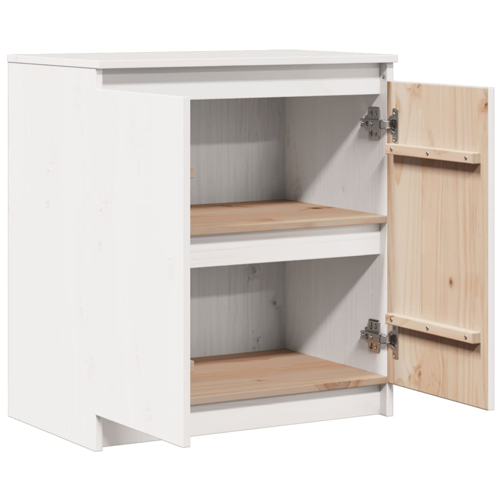 vidaXL Dulap lateral, alb, 60x36x65 cm, lemn masiv de pin vidaXL Dulap lateral, alb, 60x36x65 cm, lemn masiv de pin