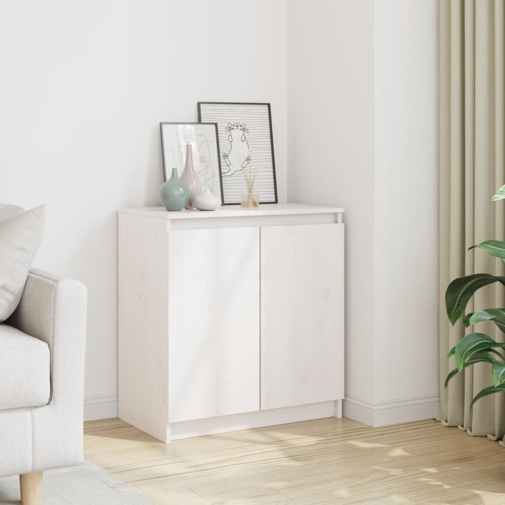 vidaXL Dulap lateral, alb, 60x36x65 cm, lemn masiv de pin vidaXL Dulap lateral, alb, 60x36x65 cm, lemn masiv de pin