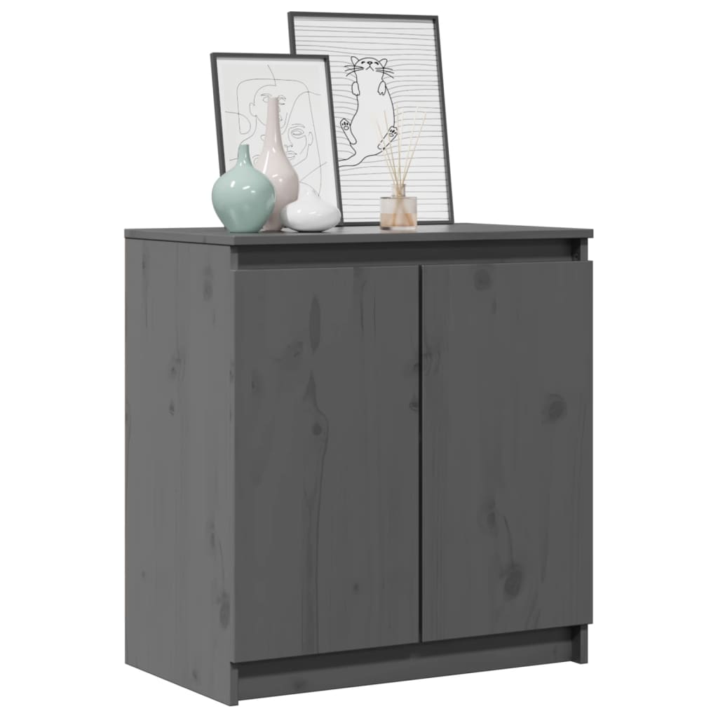 vidaXL Dulap lateral, gri, 60x36x65 cm, lemn masiv de pin