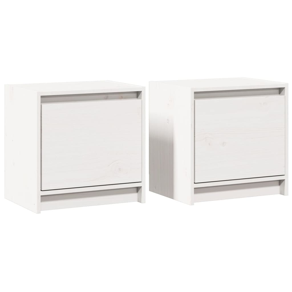 vidaXL Noptiere, 2 buc., alb, 40x30,5x40 cm, lemn masiv de pin