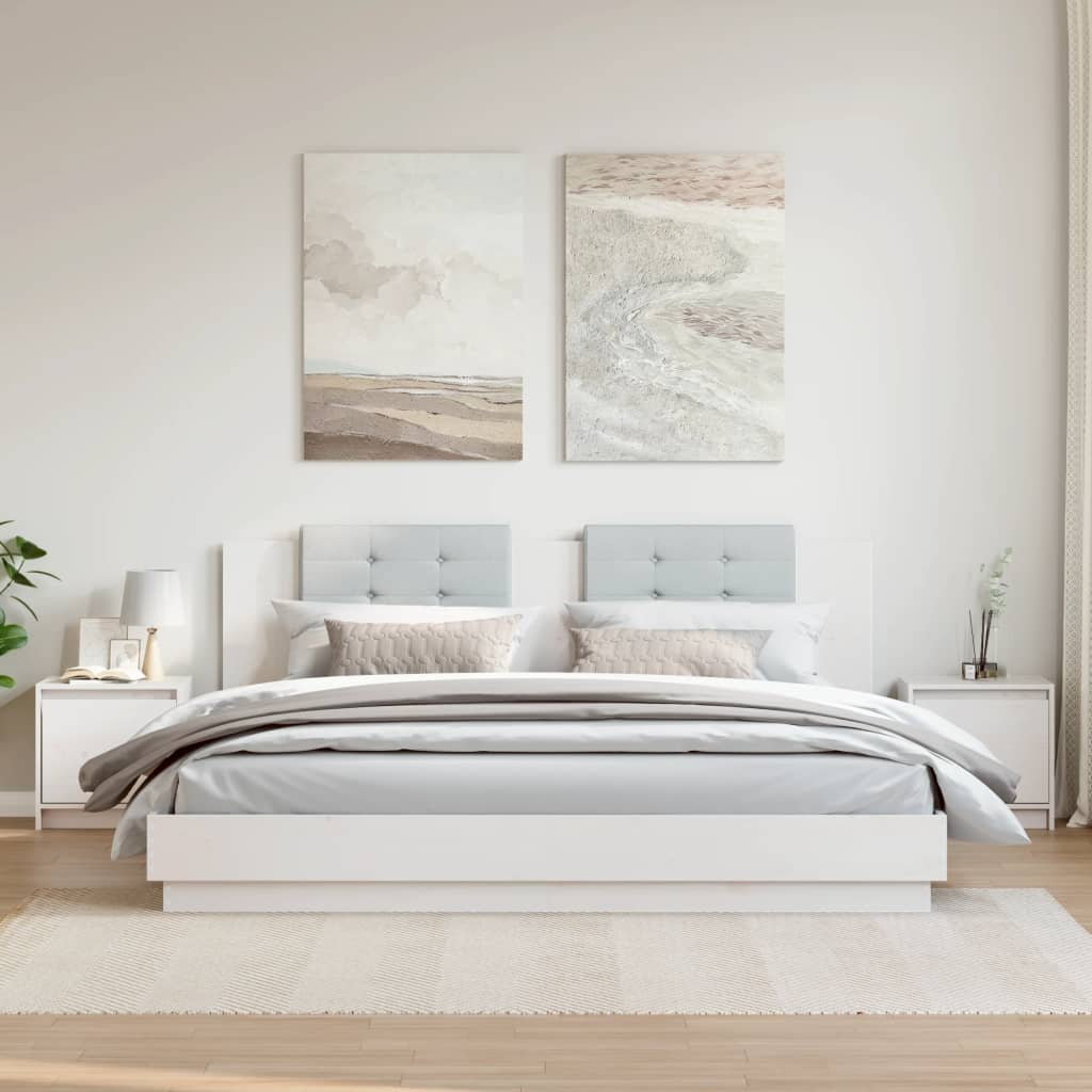 vidaXL Noptiere, 2 buc., alb, 40x30,5x40 cm, lemn masiv de pin