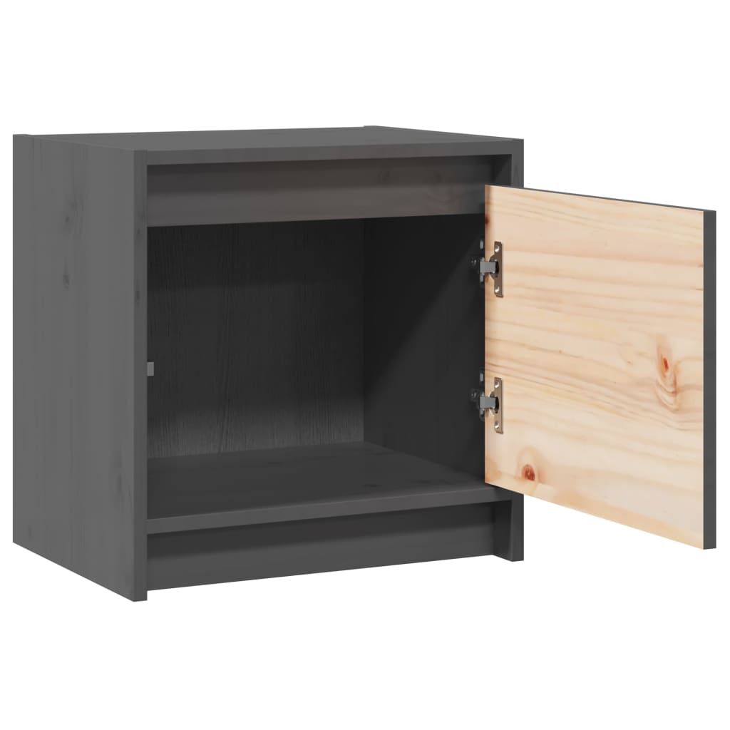 vidaXL Noptiere, 2 buc., gri, 40x30,5x40 cm, lemn masiv de pin vidaXL Noptiere, 2 buc., gri, 40x30,5x40 cm, lemn masiv de pin