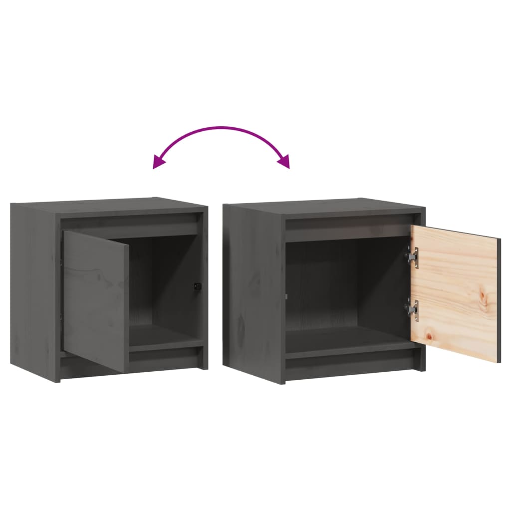 vidaXL Noptiere, 2 buc., gri, 40x30,5x40 cm, lemn masiv de pin vidaXL Noptiere, 2 buc., gri, 40x30,5x40 cm, lemn masiv de pin