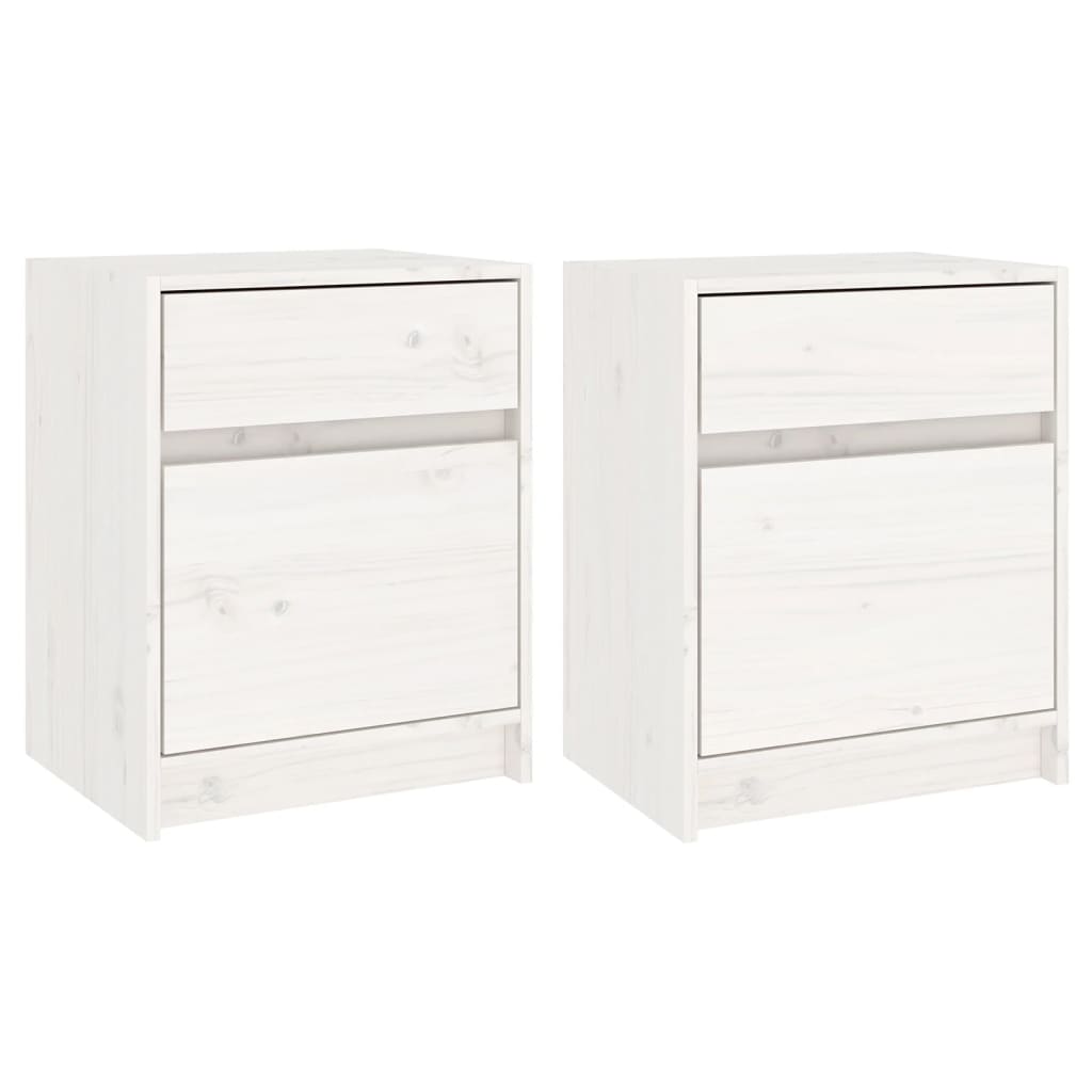 vidaXL Noptiere, 2 buc., alb, 40x31x50 cm, lemn masiv de pin