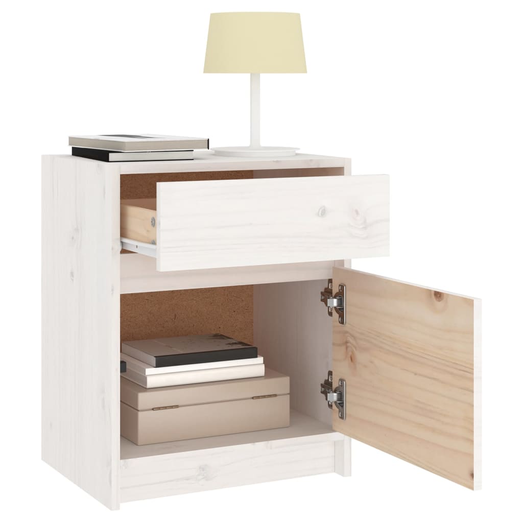 vidaXL Noptiere, 2 buc., alb, 40x31x50 cm, lemn masiv de pin