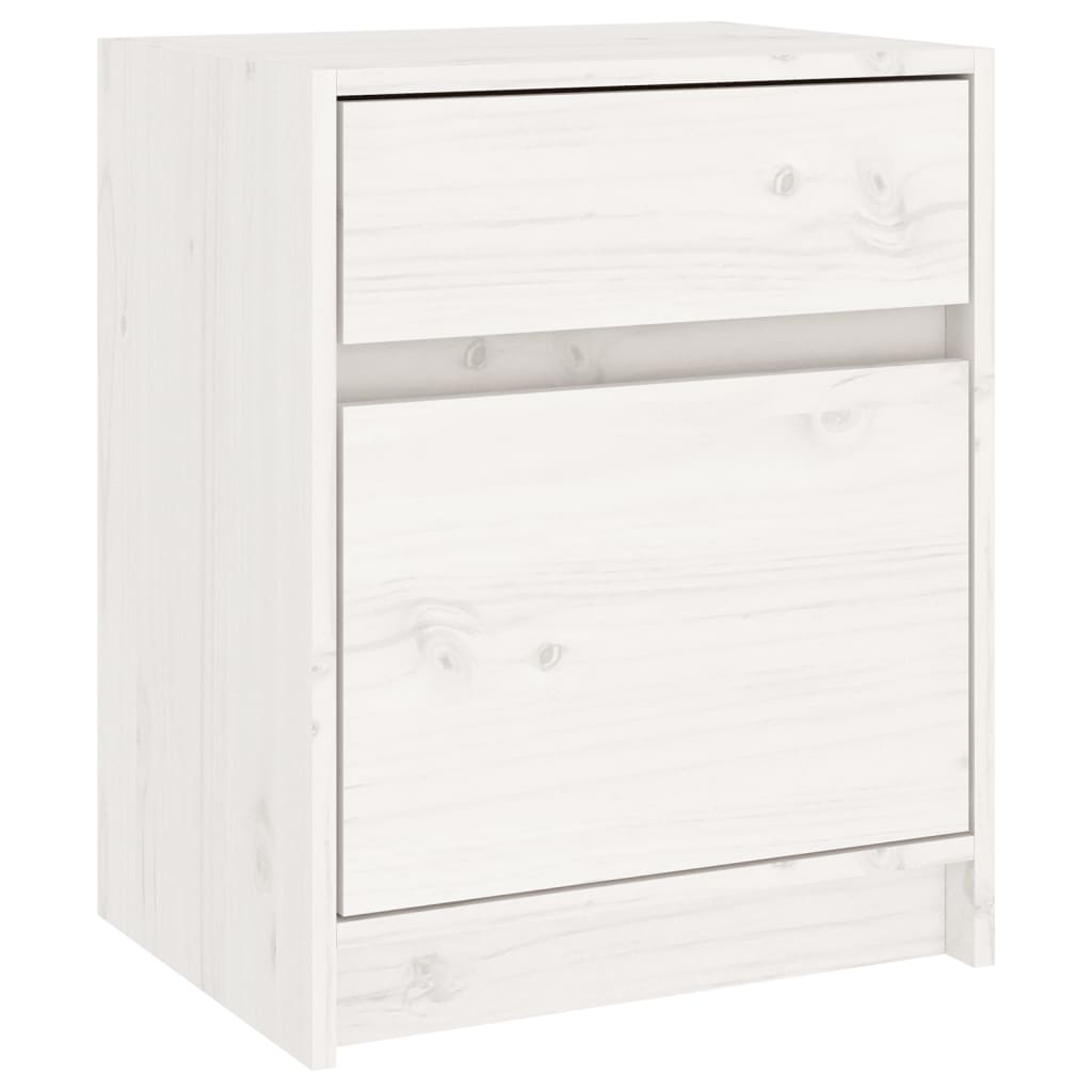 vidaXL Noptiere, 2 buc., alb, 40x31x50 cm, lemn masiv de pin