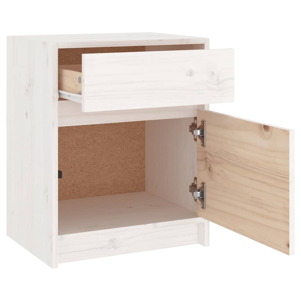 vidaXL Noptiere, 2 buc., alb, 40x31x50 cm, lemn masiv de pin