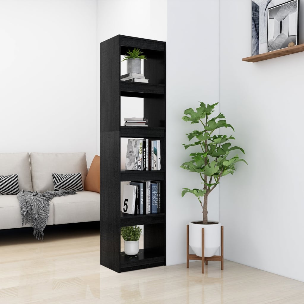 vidaXL Bibliotecă/Separator cameră negru 40x30x167,5 cm lemn masiv pin