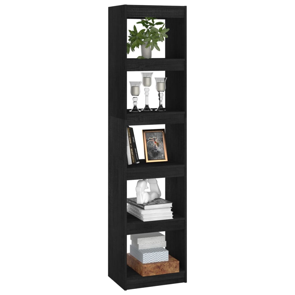 vidaXL Bibliotecă/Separator cameră negru 40x30x167,5 cm lemn masiv pin