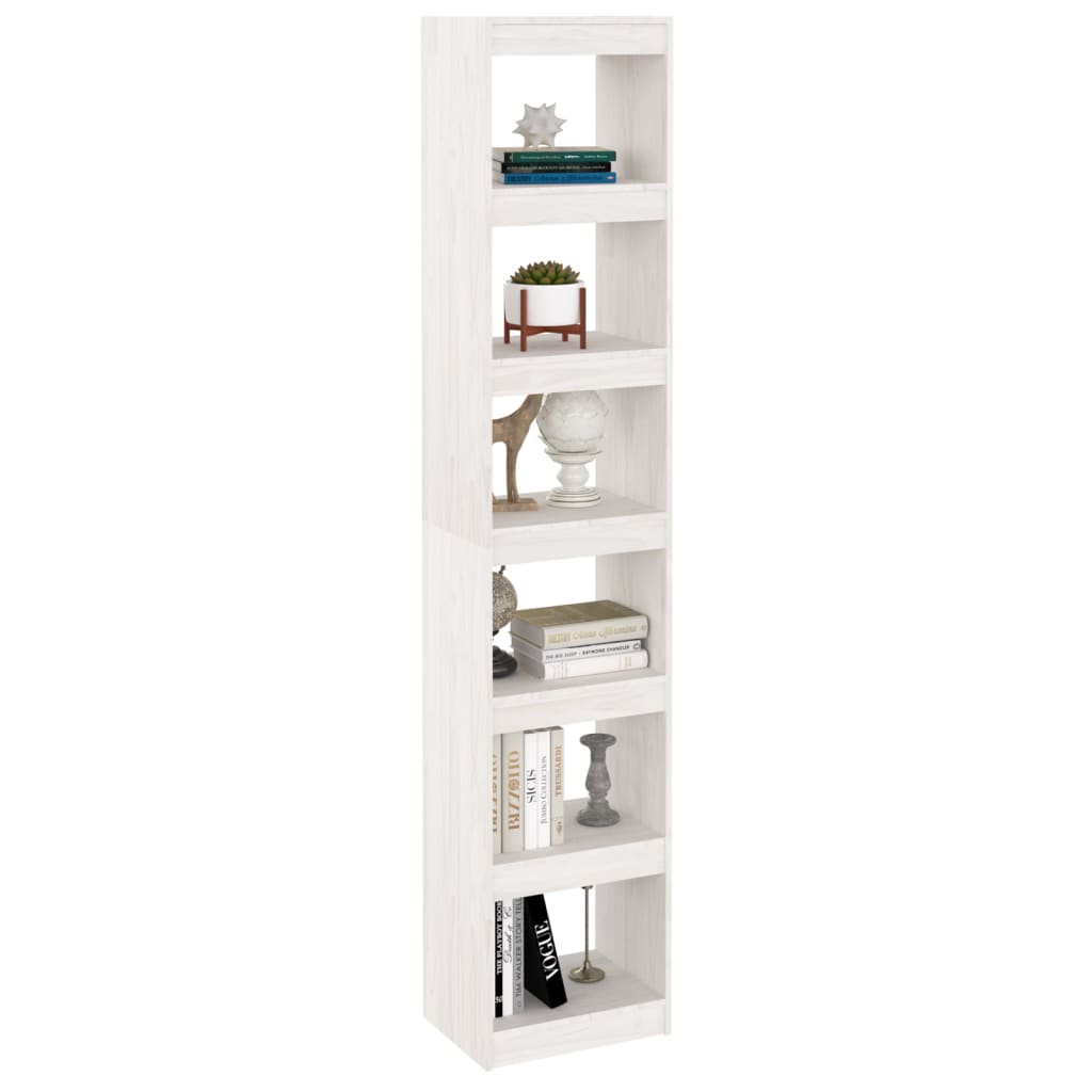 vidaXL Bibliotecă/Separator cameră, alb, 40x30x199 cm, lemn masiv pin vidaXL Bibliotecă/Separator cameră, alb, 40x30x199 cm, lemn masiv pin