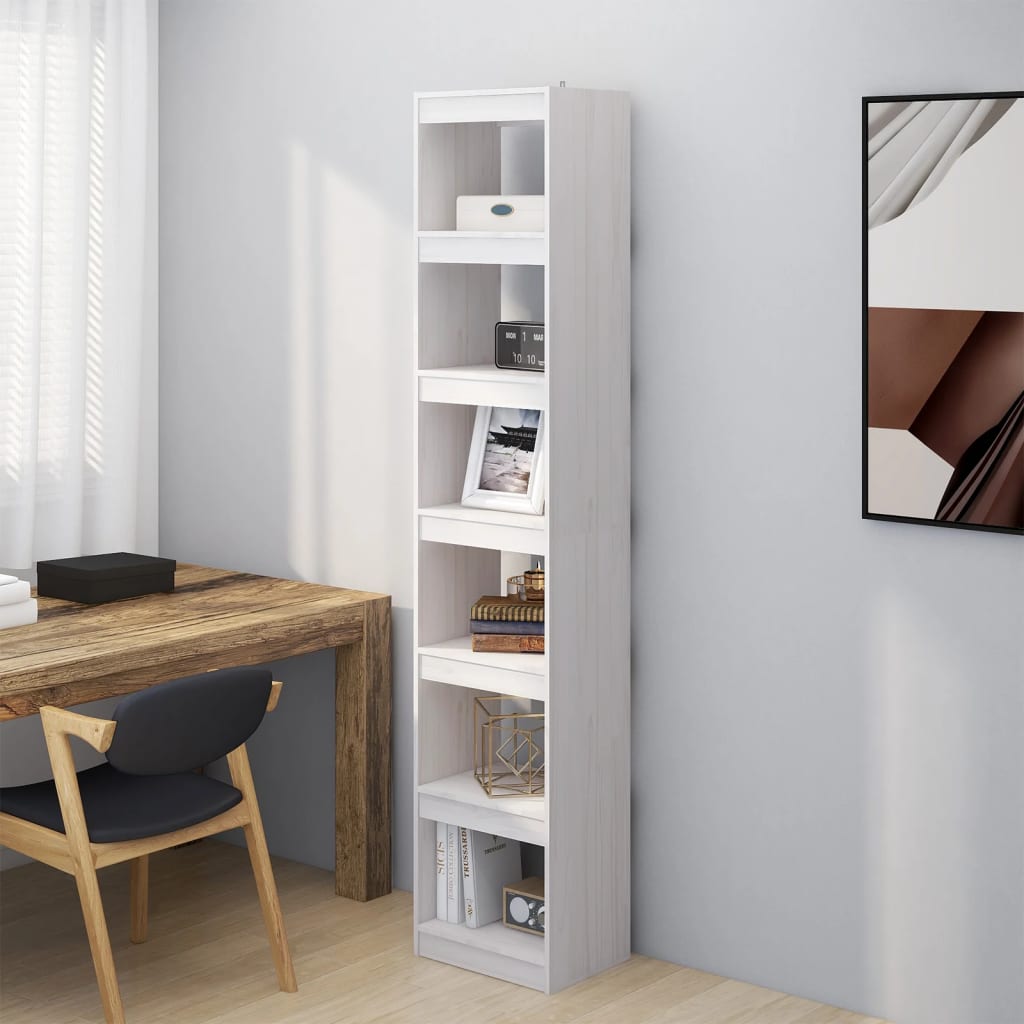 vidaXL Bibliotecă/Separator cameră, alb, 40x30x199 cm, lemn masiv pin vidaXL Bibliotecă/Separator cameră, alb, 40x30x199 cm, lemn masiv pin