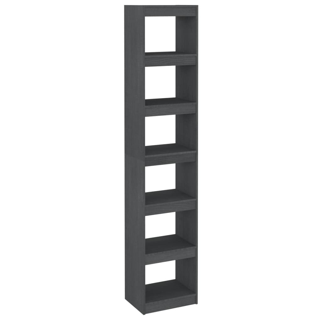 vidaXL Bibliotecă/Separator cameră, gri, 40x30x199 cm, lemn masiv pin vidaXL Bibliotecă/Separator cameră, gri, 40x30x199 cm, lemn masiv pin