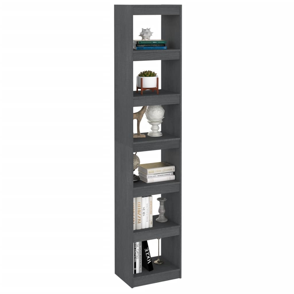 vidaXL Bibliotecă/Separator cameră, gri, 40x30x199 cm, lemn masiv pin vidaXL Bibliotecă/Separator cameră, gri, 40x30x199 cm, lemn masiv pin