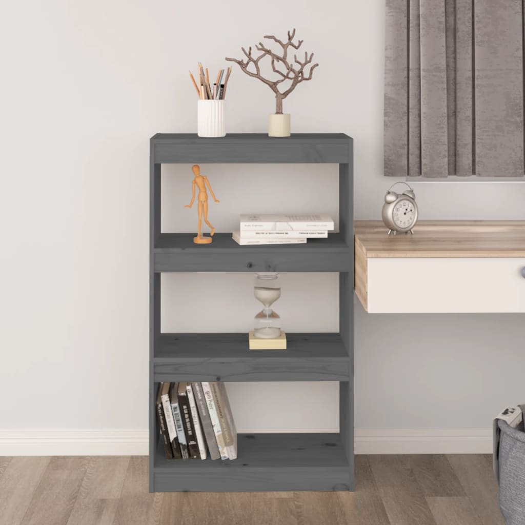 vidaXL Bibliotecă/Separator cameră gri 60x30x103,5 cm, lemn masiv pin vidaXL Bibliotecă/Separator cameră gri 60x30x103,5 cm, lemn masiv pin