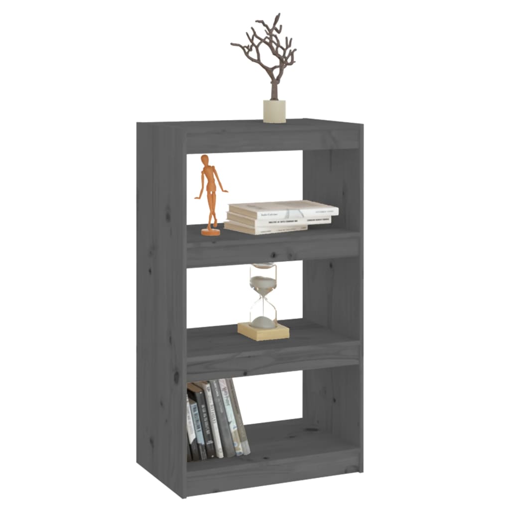 vidaXL Bibliotecă/Separator cameră gri 60x30x103,5 cm, lemn masiv pin vidaXL Bibliotecă/Separator cameră gri 60x30x103,5 cm, lemn masiv pin