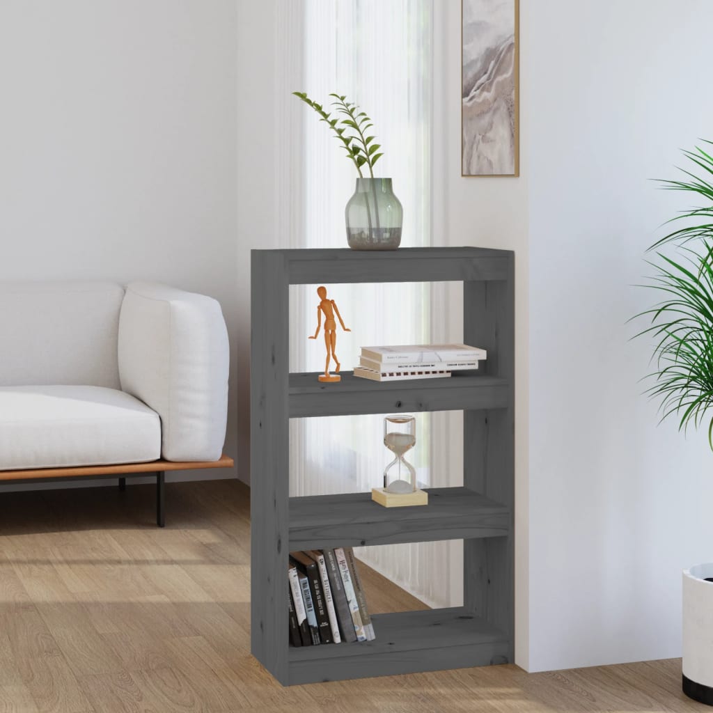 vidaXL Bibliotecă/Separator cameră gri 60x30x103,5 cm, lemn masiv pin vidaXL Bibliotecă/Separator cameră gri 60x30x103,5 cm, lemn masiv pin