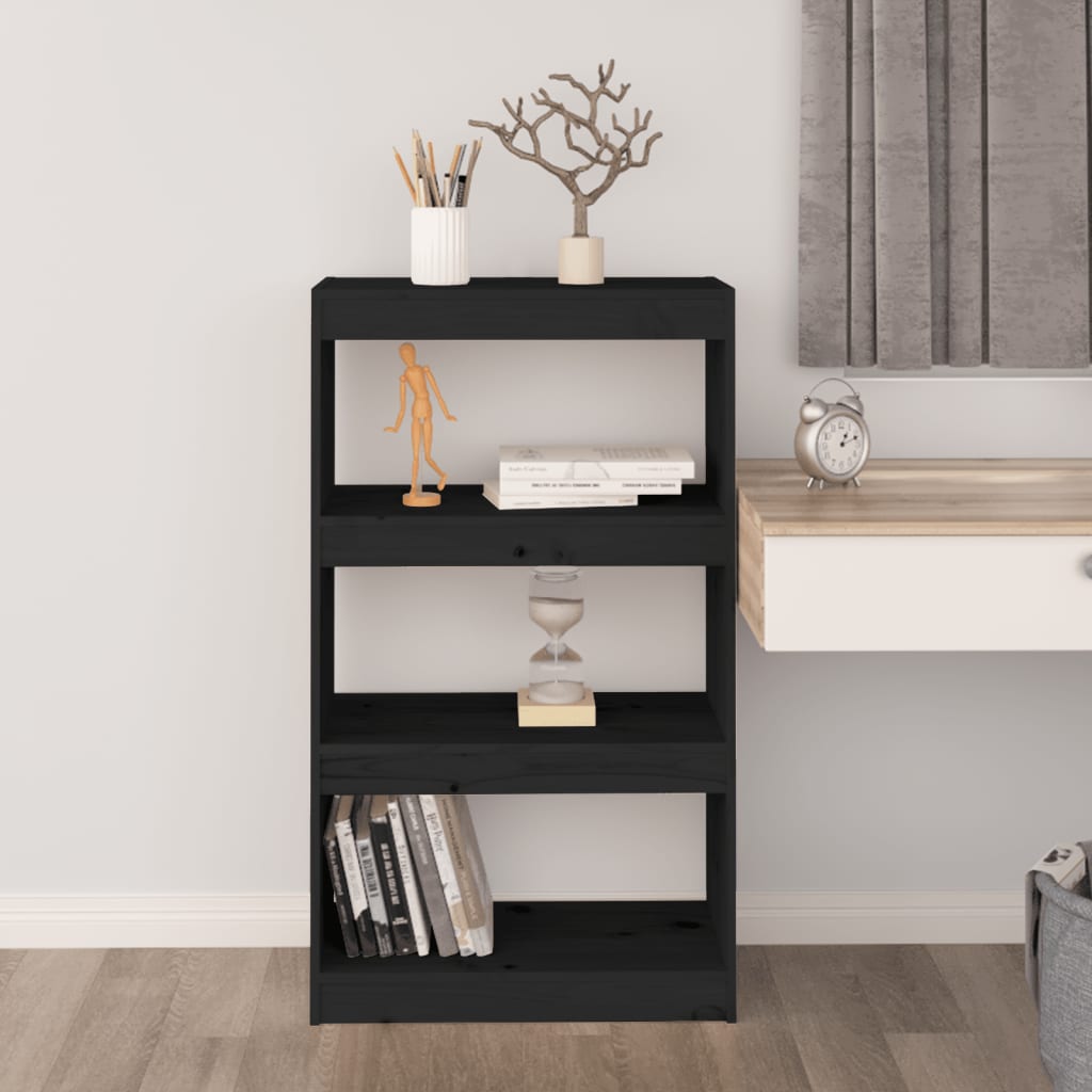 vidaXL Bibliotecă/Separator cameră negru 60x30x103,5 cm lemn masiv pin