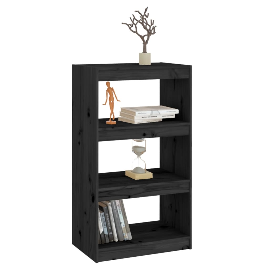 vidaXL Bibliotecă/Separator cameră negru 60x30x103,5 cm lemn masiv pin