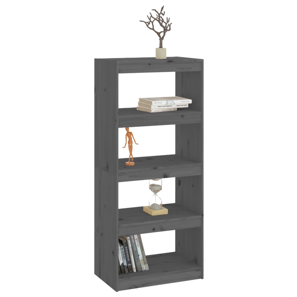 vidaXL Bibliotecă/Separator cameră gri, 60x30x135,5 cm, lemn masiv pin vidaXL Bibliotecă/Separator cameră gri, 60x30x135,5 cm, lemn masiv pin