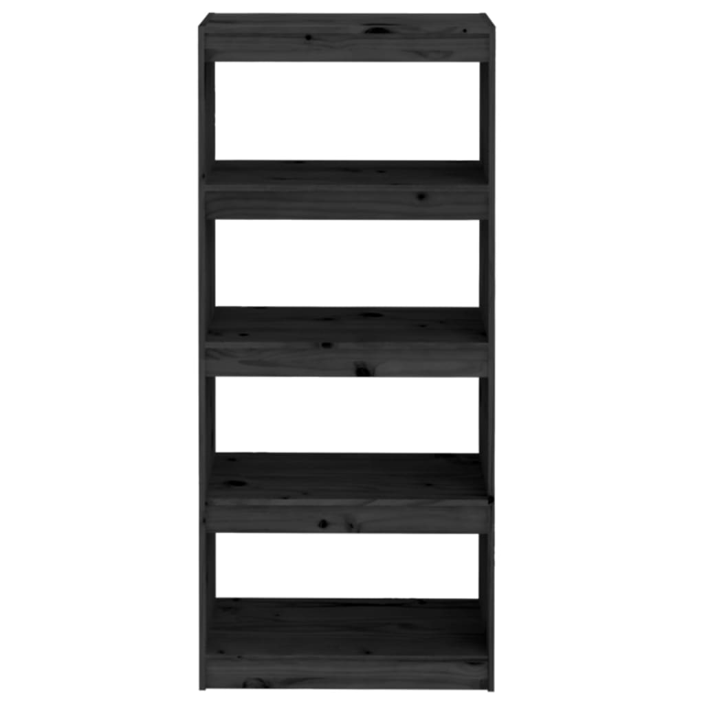 vidaXL Bibliotecă/Separator cameră negru 60x30x135,5 cm lemn masiv pin