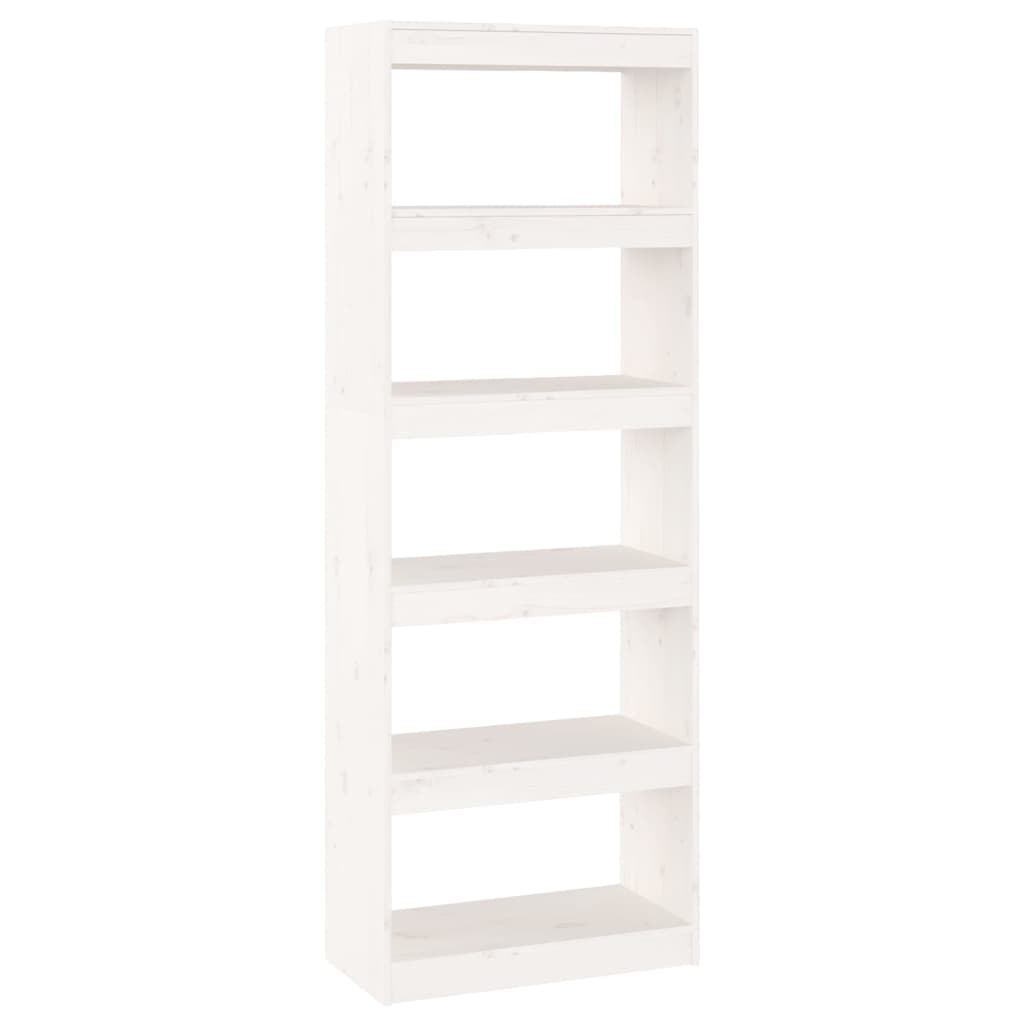 vidaXL Bibliotecă/Separator cameră, alb, 60x30x167,5cm, lemn masiv pin