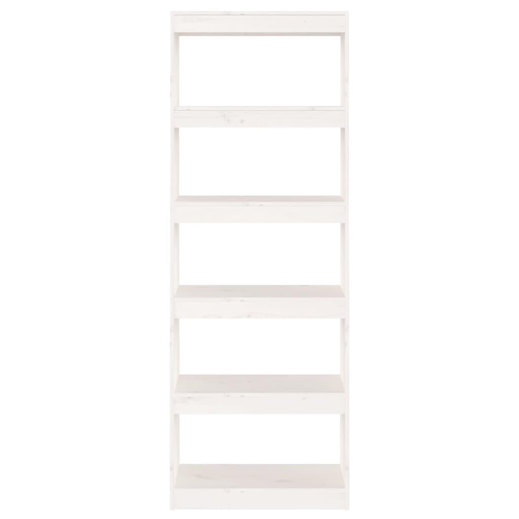 vidaXL Bibliotecă/Separator cameră, alb, 60x30x167,5cm, lemn masiv pin