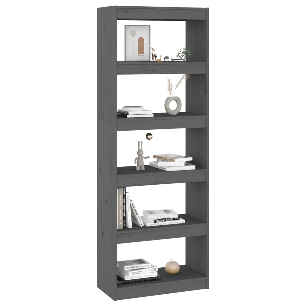 vidaXL Bibliotecă/Separator cameră, gri, 60x30x167,5 cm lemn masiv pin vidaXL Bibliotecă/Separator cameră, gri, 60x30x167,5 cm lemn masiv pin