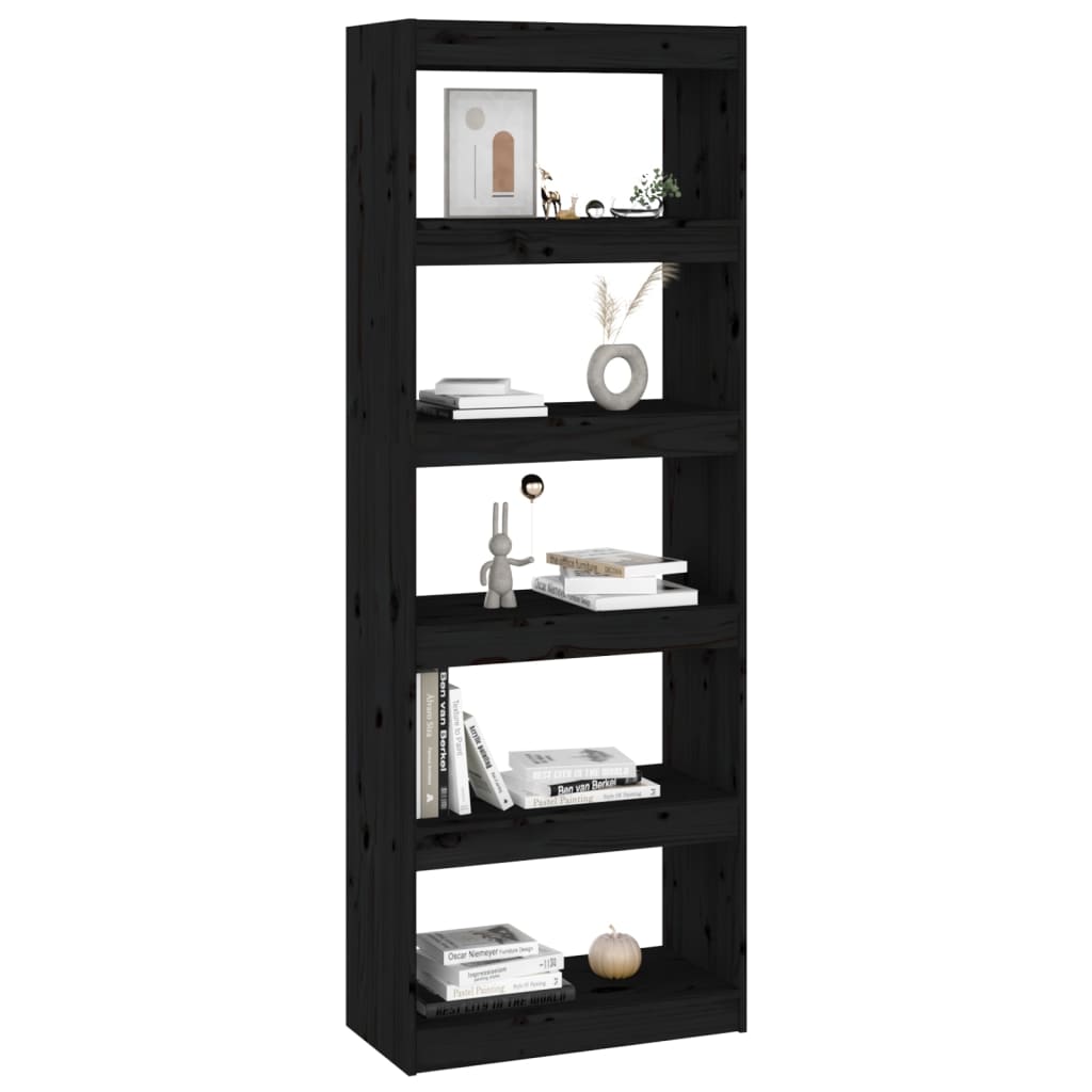 vidaXL Bibliotecă/Separator cameră negru 60x30x167,5 cm lemn masiv pin