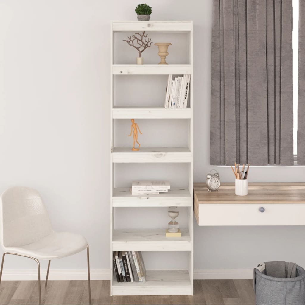 vidaXL Bibliotecă/Separator cameră alb 60x30x199,5 cm lemn masiv pin