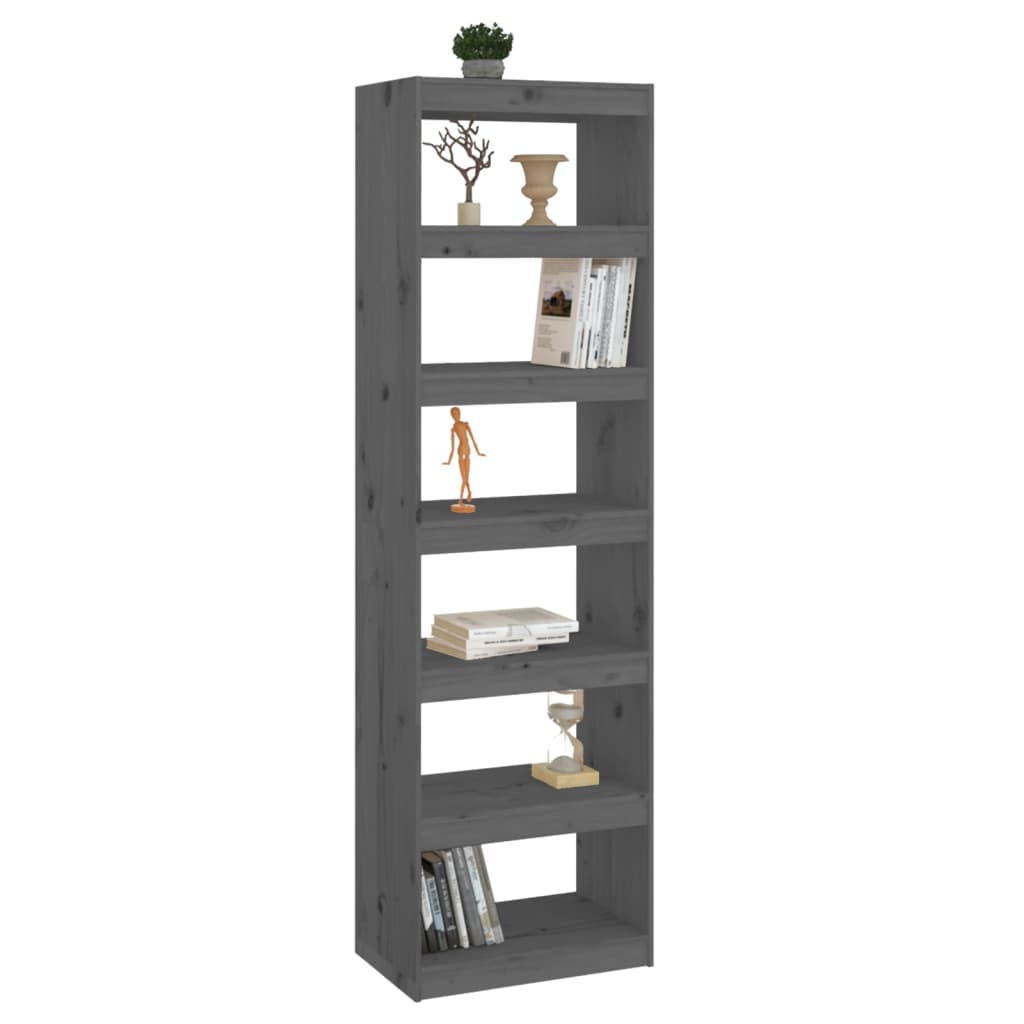 vidaXL Bibliotecă/Separator cameră gri 60x30x199,5 cm lemn masiv pin vidaXL Bibliotecă/Separator cameră gri 60x30x199,5 cm lemn masiv pin