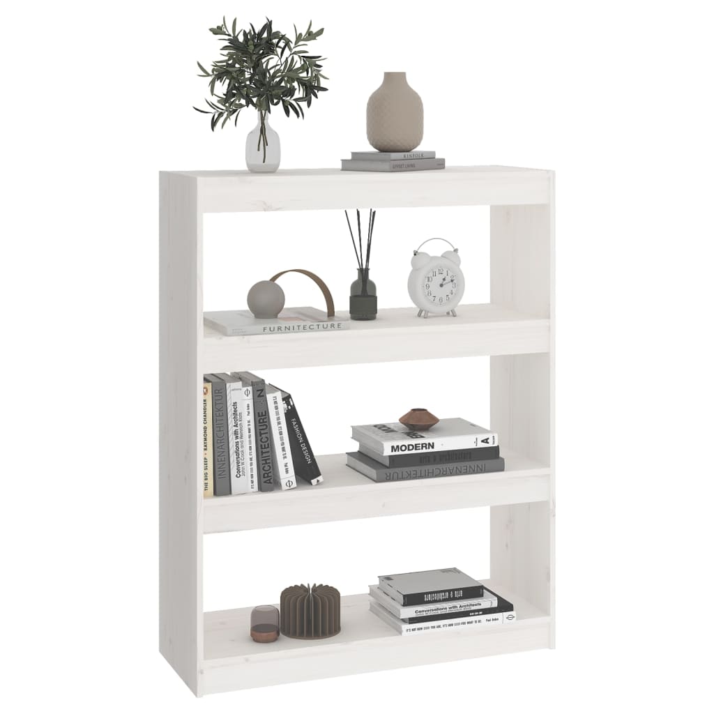 vidaXL Bibliotecă/Separator cameră alb, 80x30x103,5 cm, lemn masiv pin vidaXL Bibliotecă/Separator cameră alb, 80x30x103,5 cm, lemn masiv pin