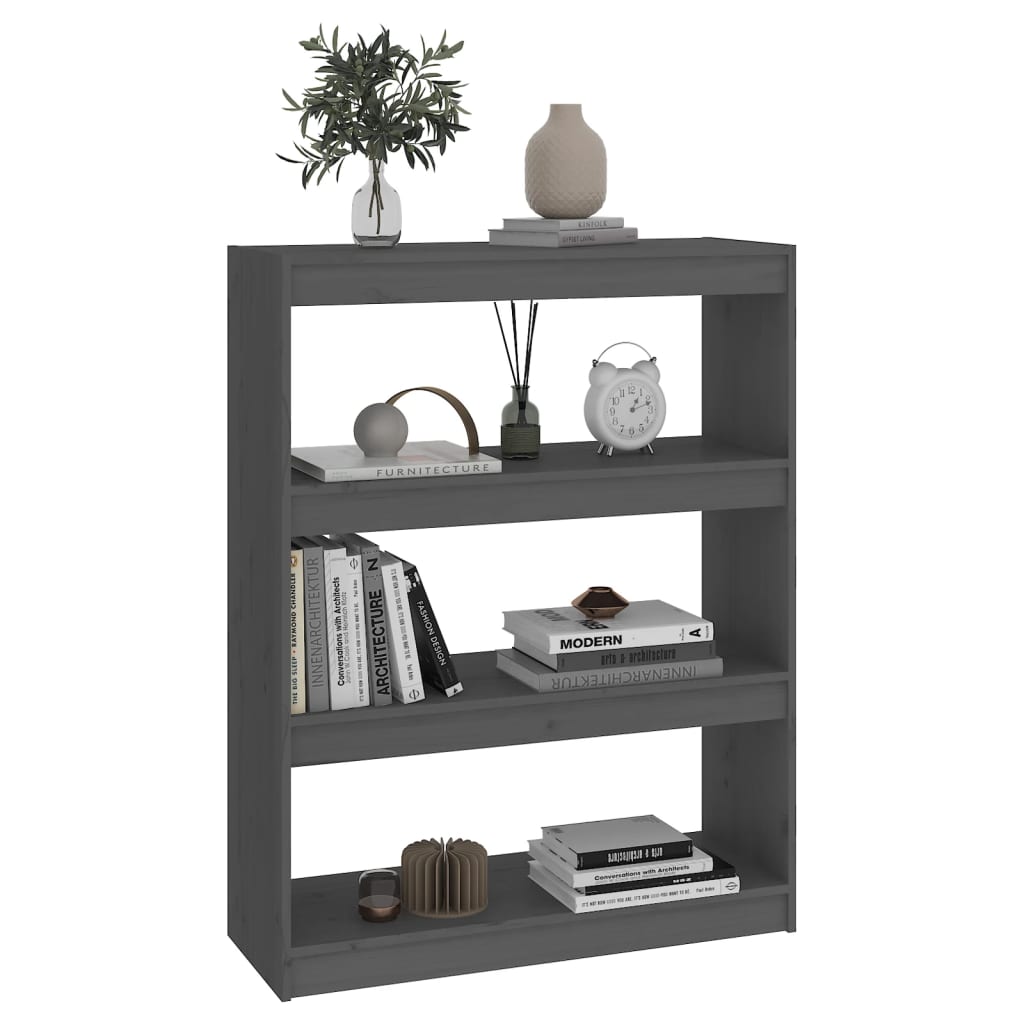 vidaXL Bibliotecă/Separator cameră gri, 80x30x103,5 cm lemn masiv pin vidaXL Bibliotecă/Separator cameră gri, 80x30x103,5 cm lemn masiv pin