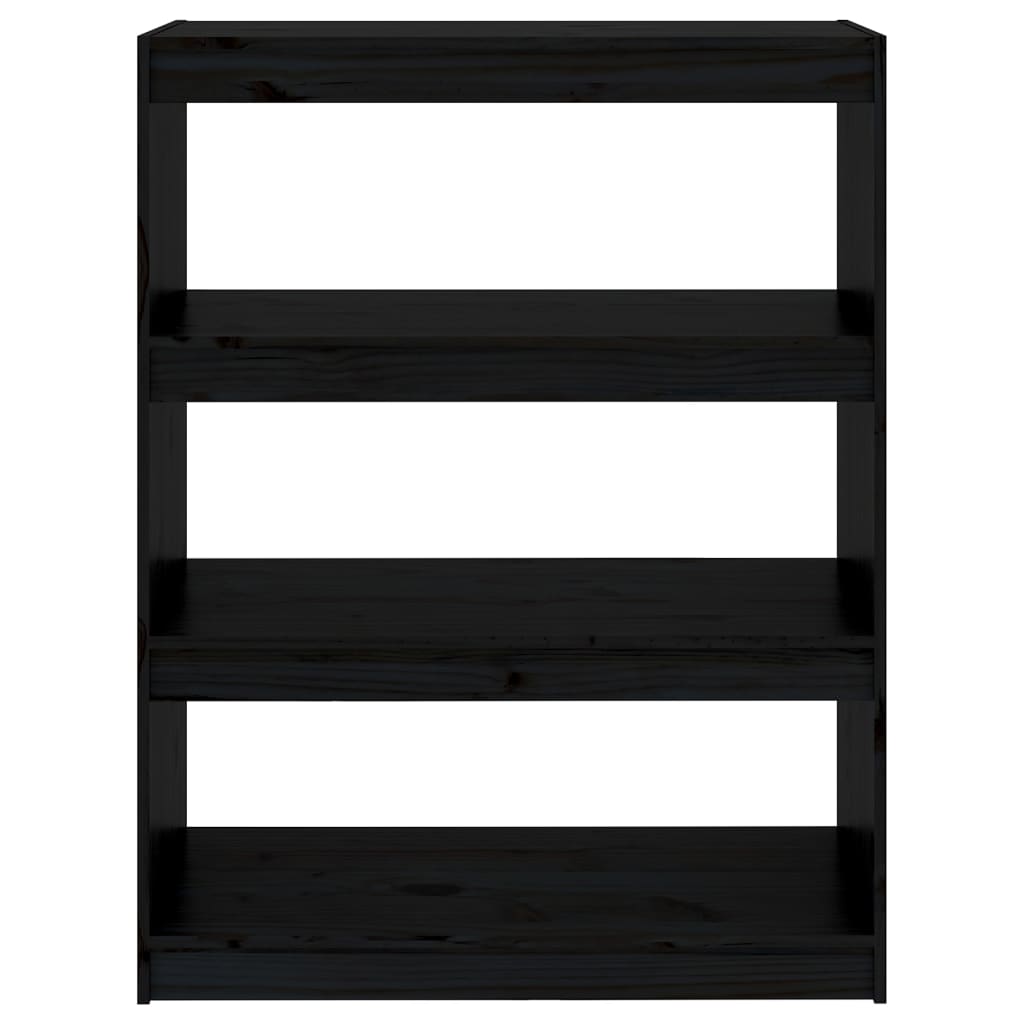 vidaXL Bibliotecă/Separator cameră negru 80x30x103,5 cm lemn masiv pin
