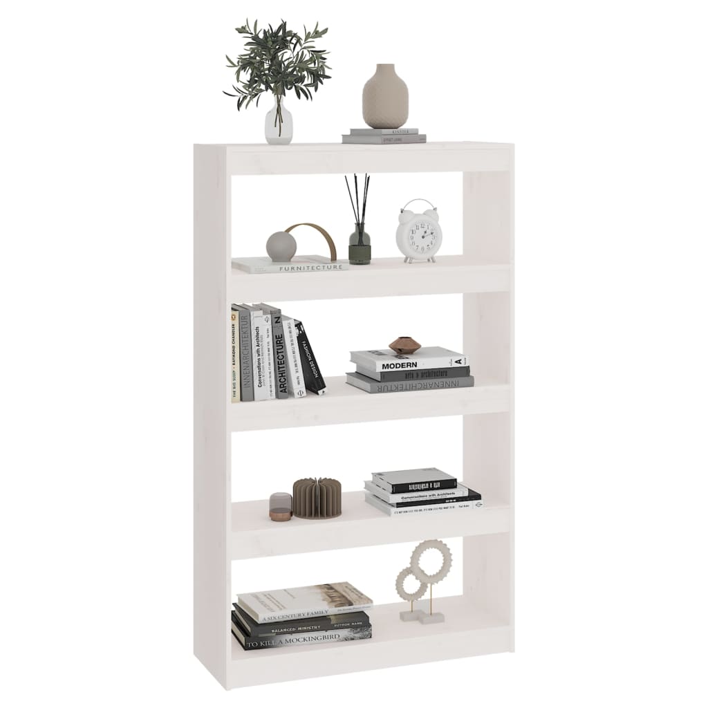 vidaXL Bibliotecă/Separator cameră alb, 80x30x135,5 cm, lemn masiv pin vidaXL Bibliotecă/Separator cameră alb, 80x30x135,5 cm, lemn masiv pin