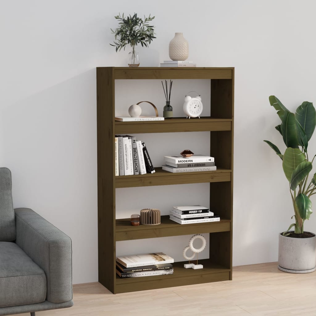 vidaXL Bibliotecă/Separator cameră maro miere 80x30x135,5 cm lemn pin vidaXL Bibliotecă/Separator cameră maro miere 80x30x135,5 cm lemn pin