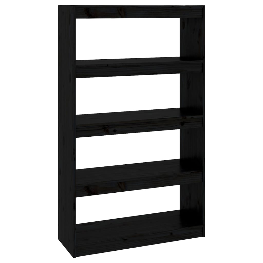 vidaXL Bibliotecă/Separator cameră negru 80x30x135,5 cm lemn masiv pin