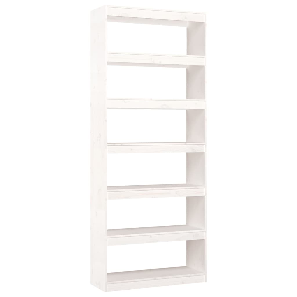 vidaXL Bibliotecă/Separator cameră, alb, 80x30x199,5 cm lemn masiv pin vidaXL Bibliotecă/Separator cameră, alb, 80x30x199,5 cm lemn masiv pin
