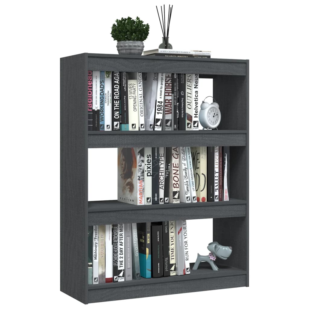 vidaXL Bibliotecă/Separator cameră, gri, 100x30x103 cm, lemn masiv pin vidaXL Bibliotecă/Separator cameră, gri, 100x30x103 cm, lemn masiv pin