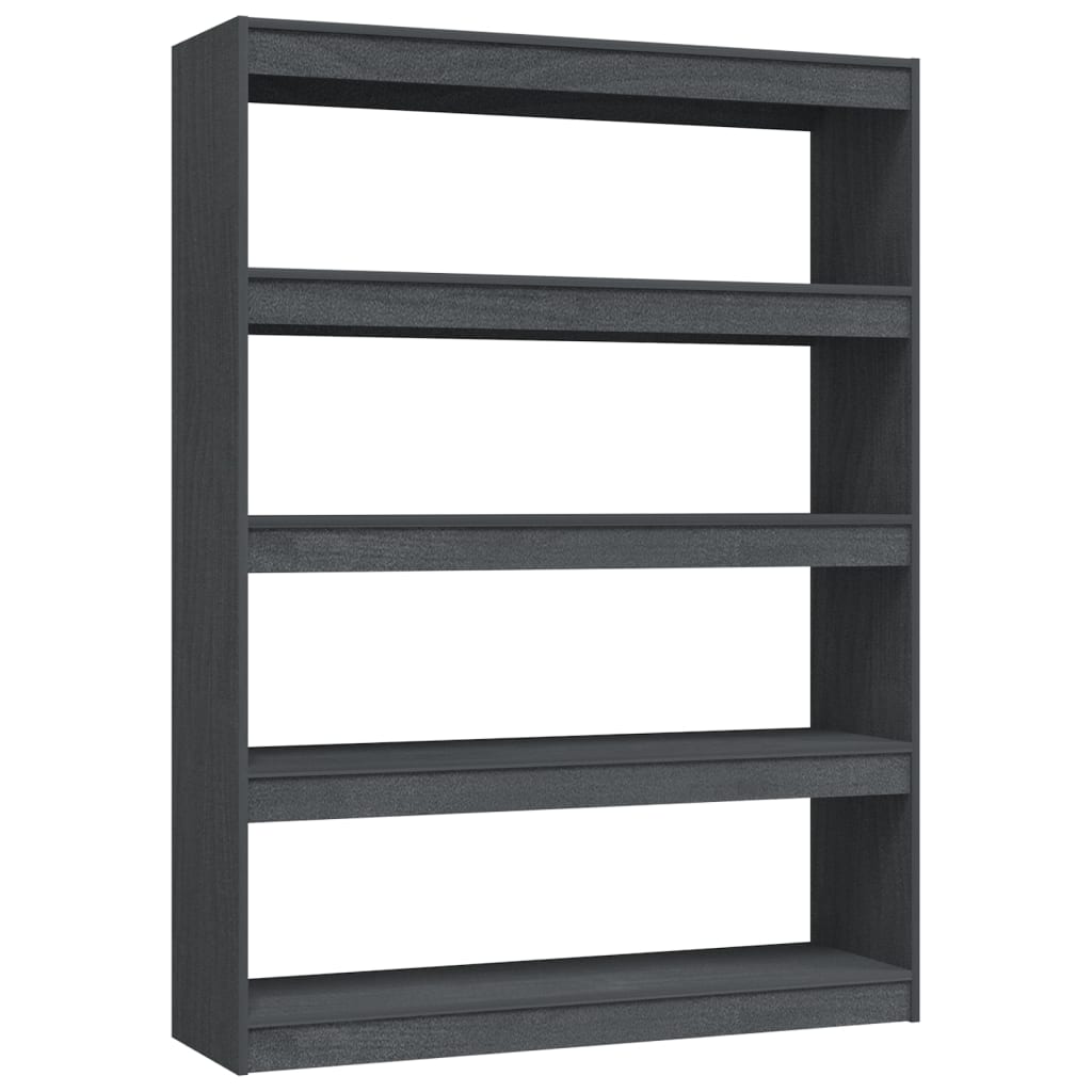 vidaXL Bibliotecă/Separator cameră gri 100x30x135,5 cm lemn masiv pin vidaXL Bibliotecă/Separator cameră gri 100x30x135,5 cm lemn masiv pin