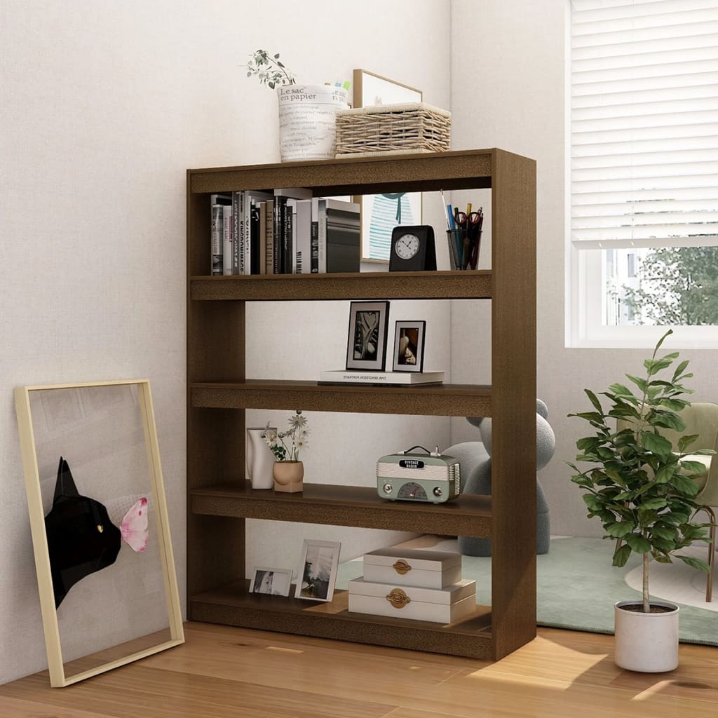 vidaXL Bibliotecă/Separator cameră maro miere 100x30x135,5 cm lemn pin