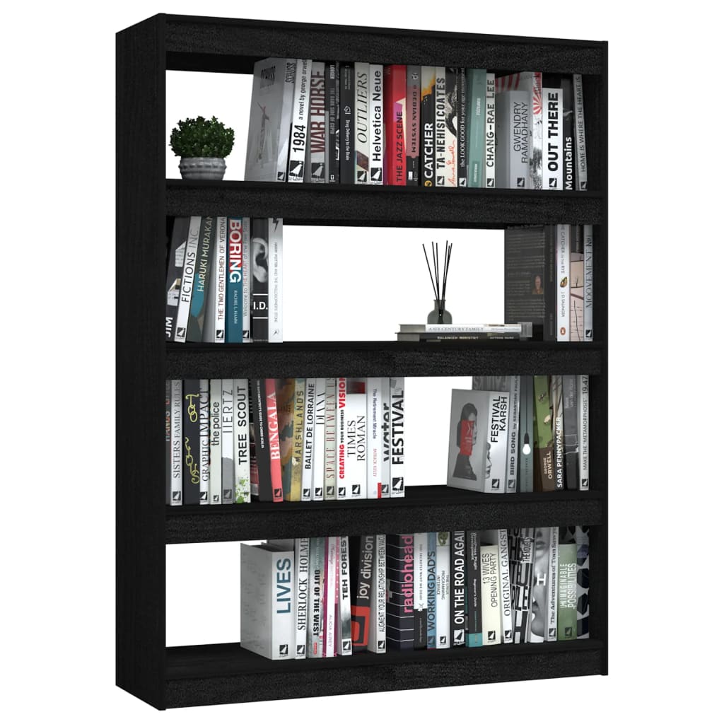 vidaXL Bibliotecă/Separator cameră negru 100x30x135,5 cm lemn de pin vidaXL Bibliotecă/Separator cameră negru 100x30x135,5 cm lemn de pin
