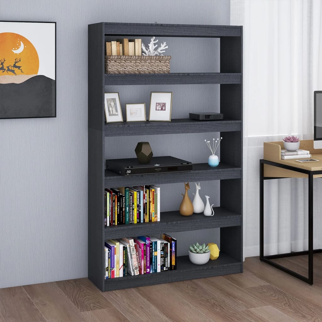vidaXL Bibliotecă/Separator cameră, gri 100x30x167,5 cm lemn masiv pin vidaXL Bibliotecă/Separator cameră, gri 100x30x167,5 cm lemn masiv pin