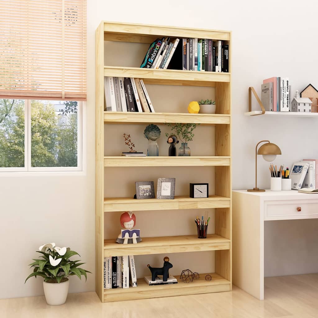 vidaXL Bibliotecă/Separator cameră, 100x30x200 cm, lemn masiv pin vidaXL Bibliotecă/Separator cameră, 100x30x200 cm, lemn masiv pin