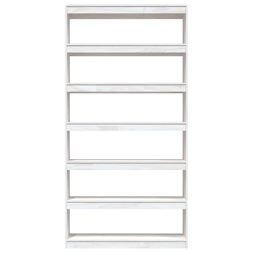 vidaXL Bibliotecă/Separator cameră, alb, 100x30x200 cm, lemn masiv pin vidaXL Bibliotecă/Separator cameră, alb, 100x30x200 cm, lemn masiv pin