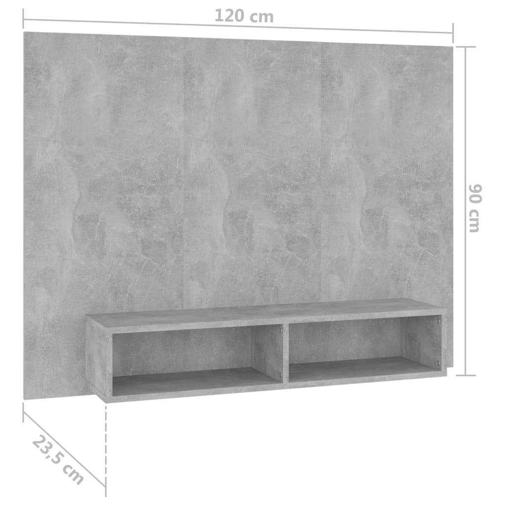 vidaXL Comodă TV de perete, gri beton, 120x23,5x90 cm, PAL vidaXL Comodă TV de perete, gri beton, 120x23,5x90 cm, PAL