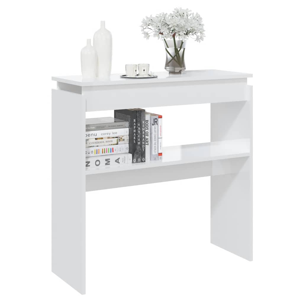 vidaXL Masă consolă, alb extralucios, 80x30x80 cm, PAL