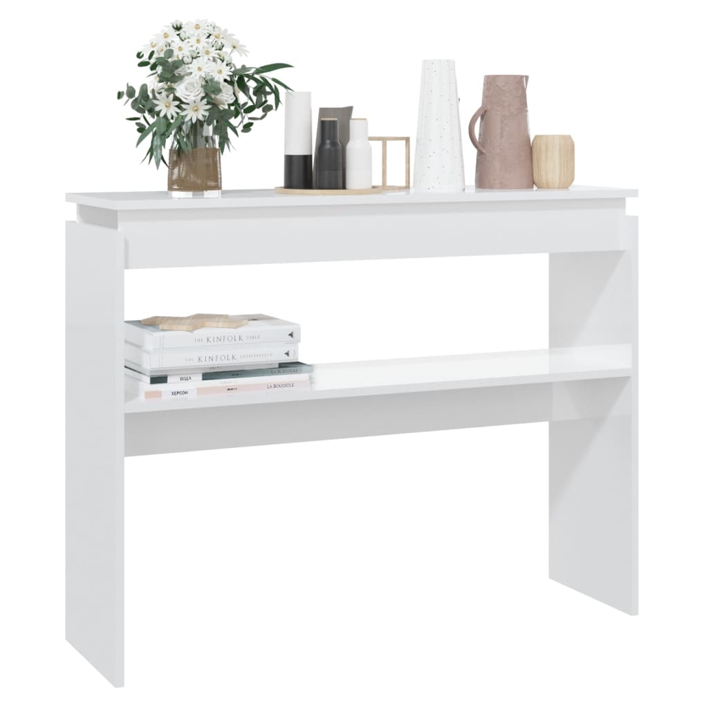 vidaXL Masă consolă, alb extralucios, 102x30x80 cm, PAL vidaXL Masă consolă, alb extralucios, 102x30x80 cm, PAL