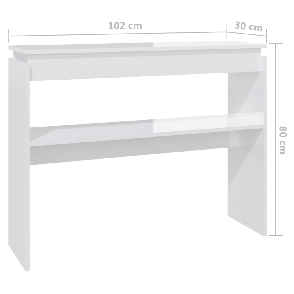vidaXL Masă consolă, alb extralucios, 102x30x80 cm, PAL vidaXL Masă consolă, alb extralucios, 102x30x80 cm, PAL