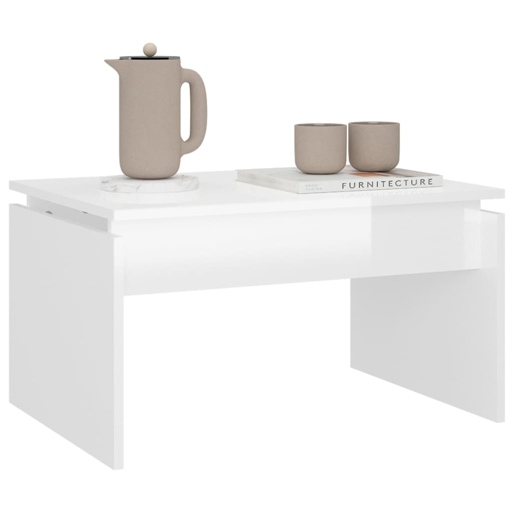 vidaXL Măsuță de cafea, alb extralucios, 68x50x38 cm, lemn prelucrat