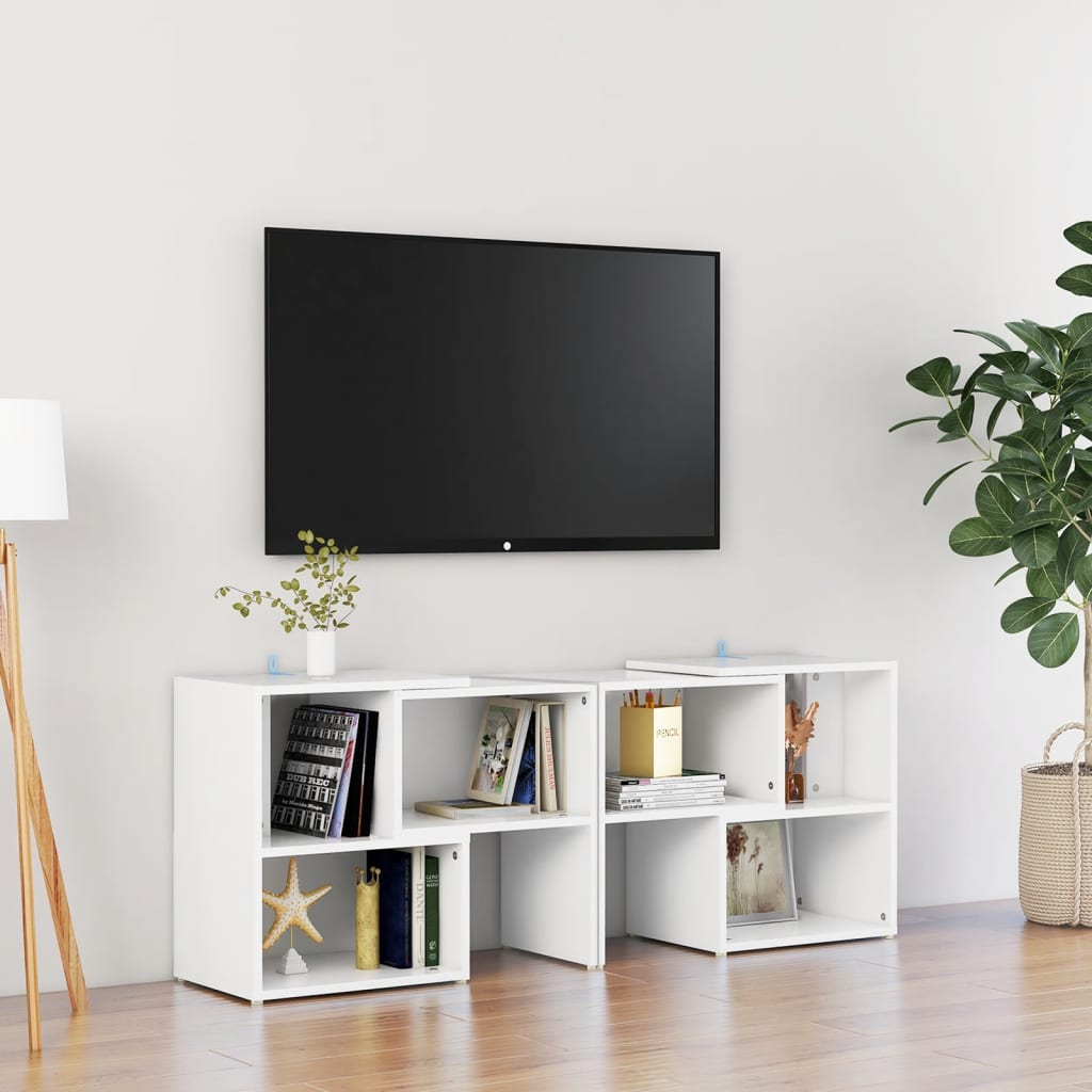 vidaXL Comodă TV, alb, 104x30x52 cm, PAL vidaXL Comodă TV, alb, 104x30x52 cm, PAL